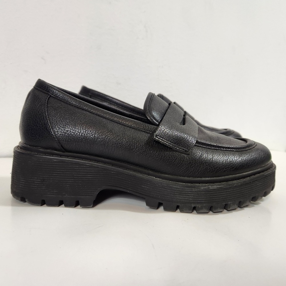 UNIONBAY Jay Platform Penny Loafers Womens Sz 7.5 Black Chunky Lug Sole Y2K Goth - Picture 11 of 11